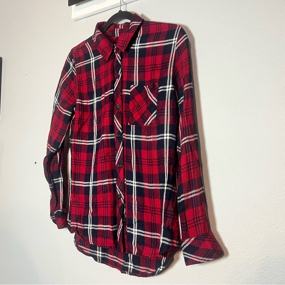 Rails Hunter Plaid Button Up Shirt Cherry Navy White Size XS Soft - Picture 2 of 12